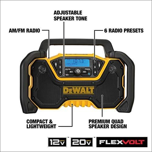 DEWALT 12V/20V MAX Portable Bluetooth Radio, Cordless, 100 ft Range, 3.5” Subwoo... - Image 3