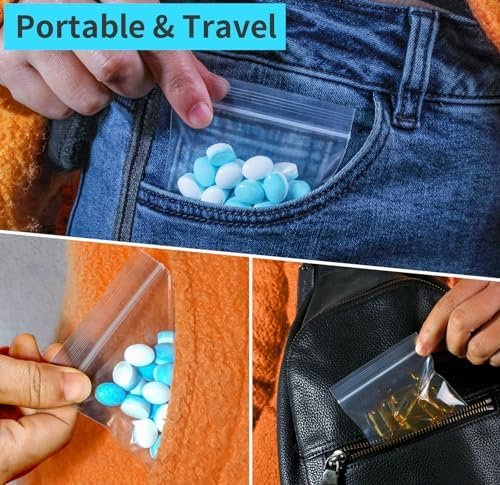 125 Packs 6 mil Sturdy Pill Pouch Bags for Travel Bpa free 3x2.75'' Small Portab... - Image 7