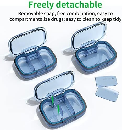 2 Pack 3 Compartment Small Pill Box, Moisture Proof Pill Case, Travel Pill Organ... - Image 4