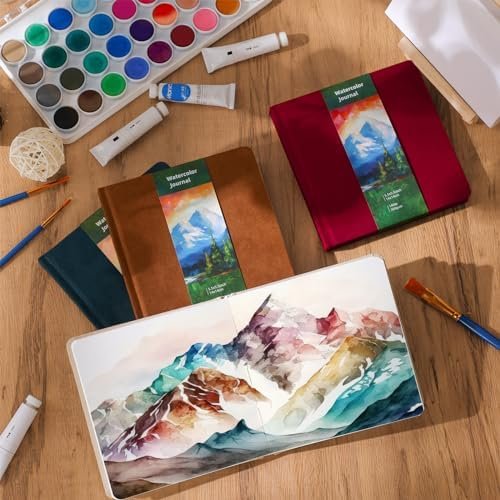 Mooliwe 4 Pcs Watercolor Paper Sketchbook 5.5" X 5.5" Watercolor Travel Journal ... - Image 5