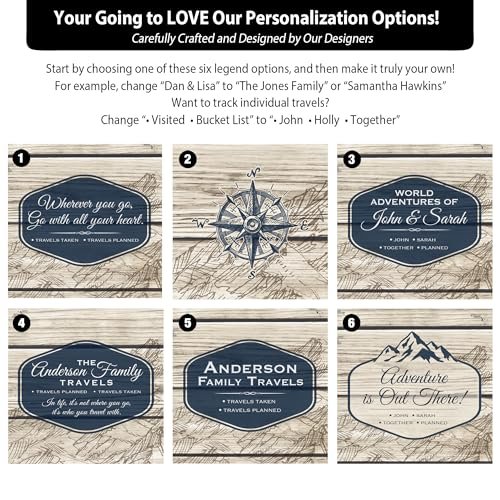 Holy Cow Canvas Personalized Push Pin World Map on Canvas with Rustic Woodgrain ... - Image 4