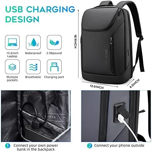 BANGE Business Smart Backpack Waterproof fit 15.6 Inch Laptop Backpack with USB ... - Image 6