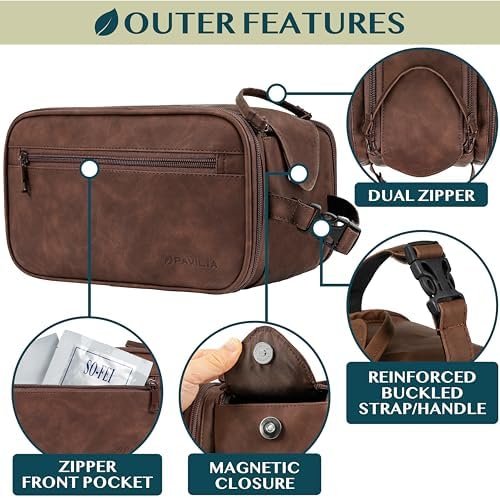 PAVILIA Toiletry Bag for Men Women, Mens Travel Bag Toiletries Organizer Case fo... - Image 5