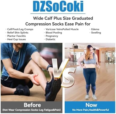Wide Calf Compression Socks for Women Men,Large Plus Size Compression Socks Supp... - Image 4