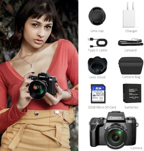Saneen Digital Camera, 4k Cameras for Photography & Video, 64MP WiFi Touch Scree... - Image 10
