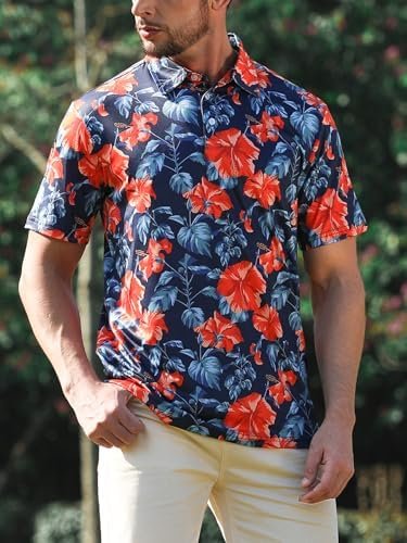 APTRO Men's Premium Golf Polo Shirts Short Sleeve Hawaiian Tropical Polo Shirt M... - Image 4