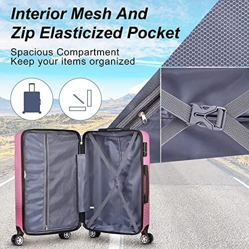 HOUAGI Luggage Sets ABS Hardshell 3pcs Clearance Luggage Hardside Lightweight Su... - Image 4