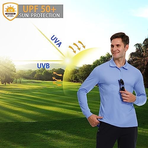 JWM Men's Long Sleeve Golf Polo Shirts - Athletic Casual Travel Performance Coll... - Image 6