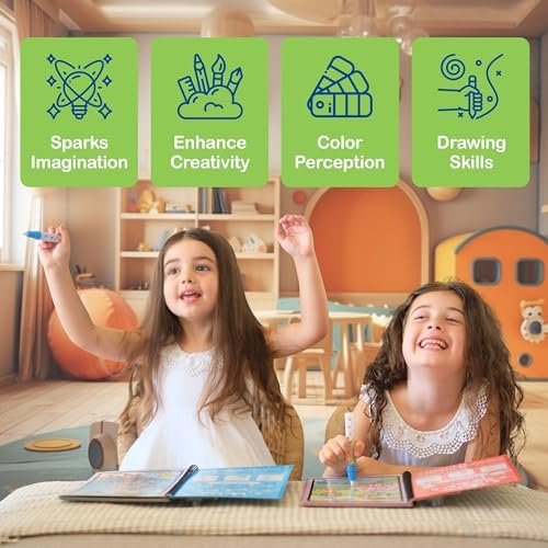 Kids Water Doodle Coloring Activity Book, 2-Pack Underwater & Safari Water Color... - Image 3