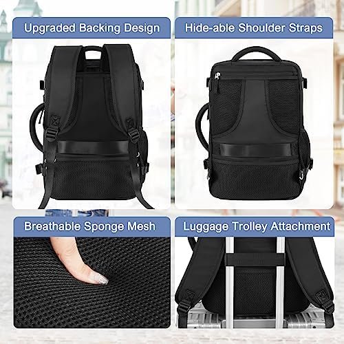 Backpack for Men Women, Black Backpack for Traveling on Airplane, Weekender Carr... - Image 7