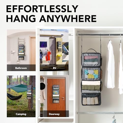 Hanging Shelves Packing Cubes for Travel, Collapsible Carry On Luggage Organizer... - Image 6
