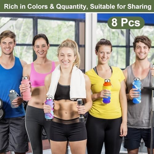 8 Pcs Collapsible Water Bottles 17oz 500ml Silicone Foldable Water Bottle with C... - Image 8
