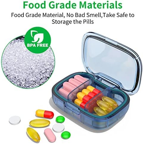 2 Pack 3 Compartment Small Pill Box, Moisture Proof Pill Case, Travel Pill Organ... - Image 6