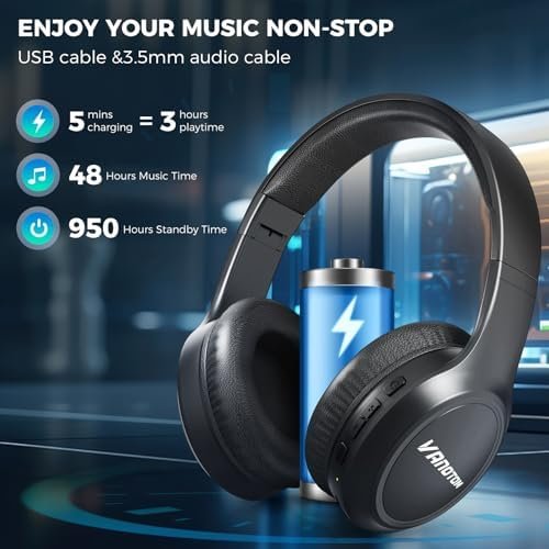 Wireless Headphones Bluetooth Headphones with Microphone,Noise Canceling Wireles... - Image 3