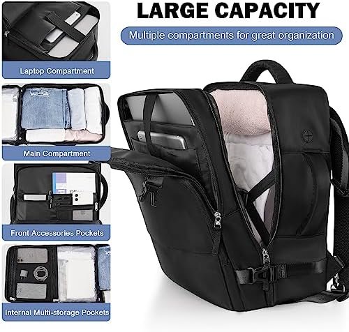 Backpack for Men Women, Black Backpack for Traveling on Airplane, Weekender Carr... - Image 8