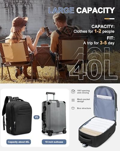 Travel backpack for Women, Anti Theft Laptop Backpack with USB Port,Flight Appro... - Image 5