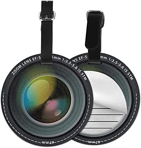 Luggage Tag Photography Camera Lens Effect, Pu Leather Bag Travel Suitcases Id I... - Image 2