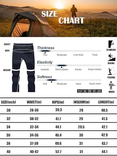 Men's Hiking Convertible Zip Off Pants Outdoor Waterproof Quick Dry Lightweight ... - Image 7