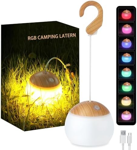 Camping Lantern, 4 Light Modes LED Camping Lantern with Hanging Hook Silicone Re... - Image 2