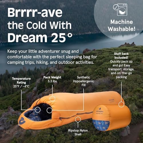 Retrospec Kids Dream 25° Kids Mummy Sleeping Bag for Camping Insulated Cold Weat... - Image 6