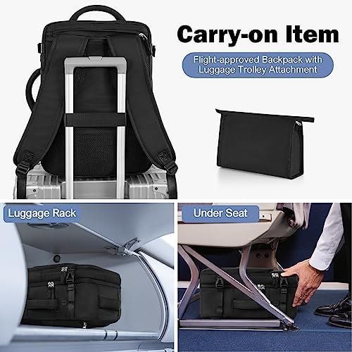 Backpack for Men Women, Black Backpack for Traveling on Airplane, Weekender Carr... - Image 3