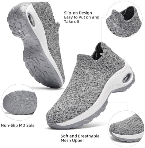 Walking Shoes Women Slip On Sock Sneakers Mesh Non Slip Shoes Air Cushion Platfo... - Image 4
