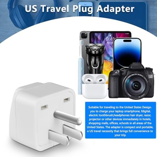 2 Pack US Travel Plug Adapter,UK to US Plug Adapter, Universal to American Outle... - Image 6