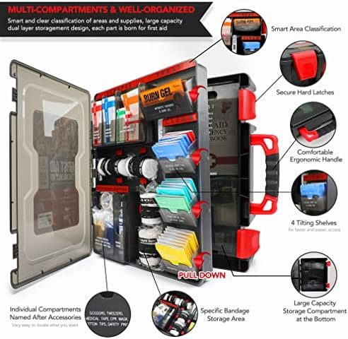 365 Piece First Aid Kit, Well-Organized Durable Hard Case, Wall-Mountable Trauma... - Image 3