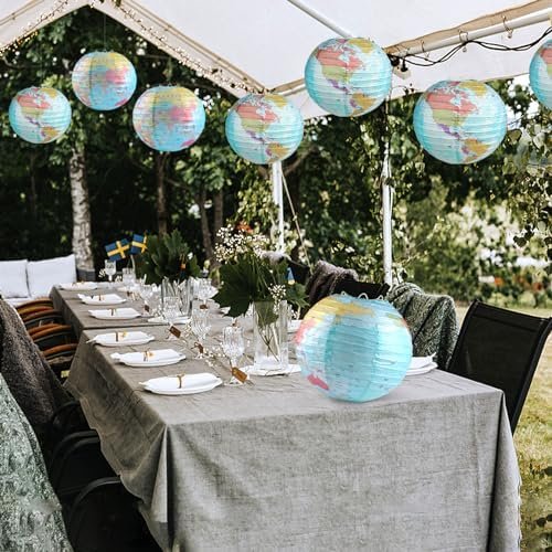 10 Pieces World Map Paper Lanterns 10 Inch Paper Globes Lanterns Map Classroom L... - Image 8