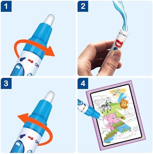 Kids Water Doodle Coloring Activity Book, 2-Pack Underwater & Safari Water Color... - Image 6