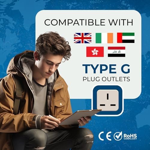 OREI USA to UK, UAE, Hong Kong & More (Type G) Travel Adapter Plug - 2 in 1 - CE... - Image 6