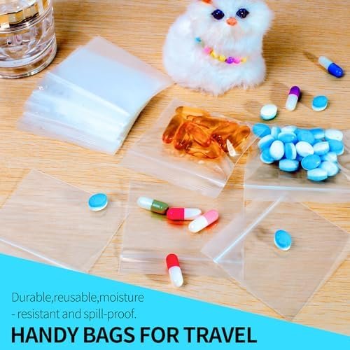 125 Packs 6 mil Sturdy Pill Pouch Bags for Travel Bpa free 3x2.75'' Small Portab... - Image 5