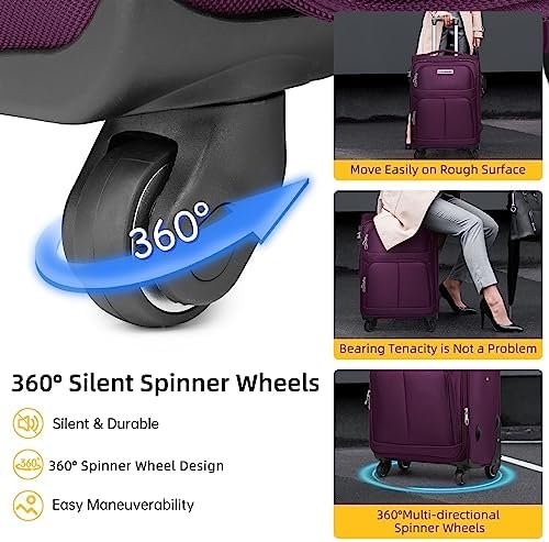 LARVENDER Luggage Sets 5 Piece Softside Expandable Suitcases Set with Spinner Wh... - Image 9