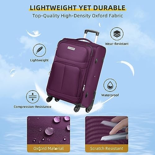 LARVENDER Luggage Sets 5 Piece Softside Expandable Suitcases Set with Spinner Wh... - Image 5