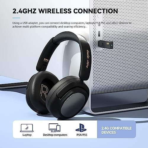 ANC Active Noise Cancelling Headphones Bluetooth 5.3, 80H Play Time, Stereo Head... - Image 7