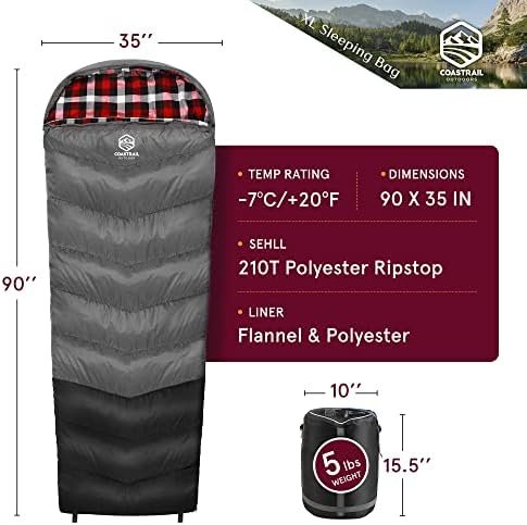 Coastrail Outdoor Sleeping Bag for Adults, XL THREE-ZONE Thickened Design Warm a... - Image 7