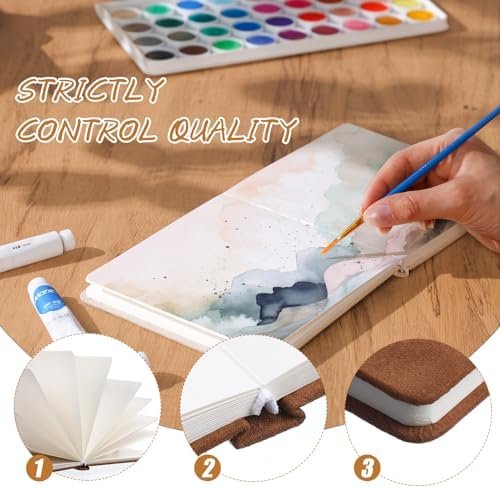 Mooliwe 4 Pcs Watercolor Paper Sketchbook 5.5" X 5.5" Watercolor Travel Journal ... - Image 4
