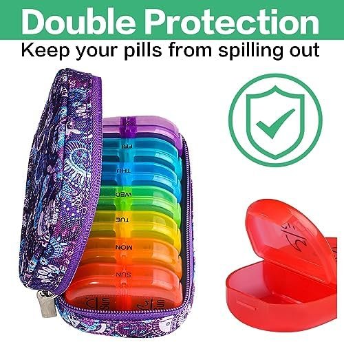 Serfeymi Weekly Travel Pill Organizer 2 Times A Day AM PM Upgraded Rainbow Pill ... - Image 6