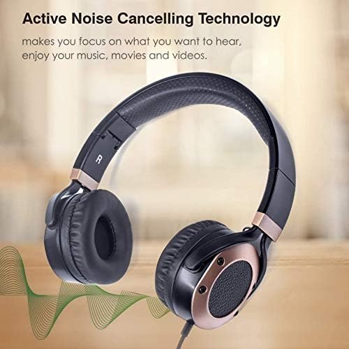 MONODEAL Active Noise Cancelling Headphones with Microphone and Airplane Adapter... - Image 4