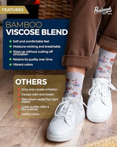 Pembrook Diabetic Socks for Women & Men - 4 Pairs Ankle Bamboo Viscose Socks Wom... - Image 4