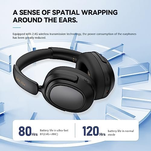ANC Active Noise Cancelling Headphones Bluetooth 5.3, 80H Play Time, Stereo Head... - Image 8