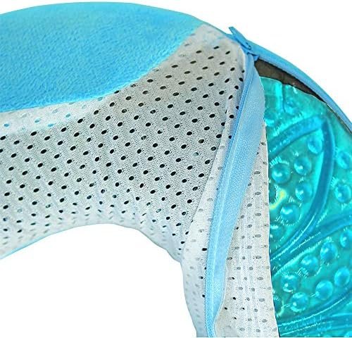 Cloudz Cool Gel Memory Foam Travel Neck Pillow - Grey - Image 4