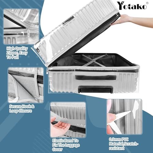 Yotako Upgraded Zippered Clear PVC Suitcase Cover, 30 Inch Luggage Covers for Su... - Image 5