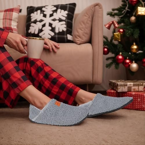 Women's Men's Fuzzy Fur Slippers Casual House Shoes Non Slip Barefoot Slipper So... - Image 9