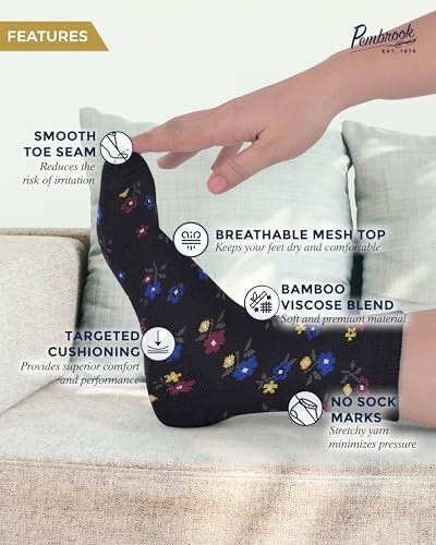Pembrook Diabetic Socks for Women & Men - 4 Pairs Ankle Bamboo Viscose Socks Wom... - Image 5