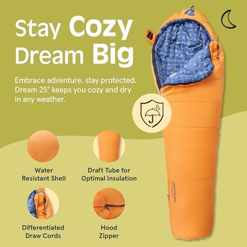 Retrospec Kids Dream 25° Kids Mummy Sleeping Bag for Camping Insulated Cold Weat... - Image 8
