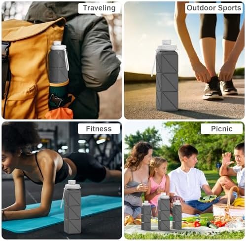 Collapsible Water Bottles Flexible Bpa Free Silicone Reusable Foldable Water Bot... - Image 4