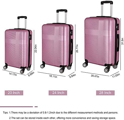 HOUAGI Luggage Sets ABS Hardshell 3pcs Clearance Luggage Hardside Lightweight Su... - Image 3