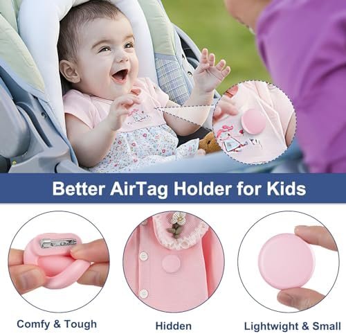 Apple Airtag Holder for Kids, 2 Pack Silicone Airtag Case with Safety Pins, GPS ... - Image 3