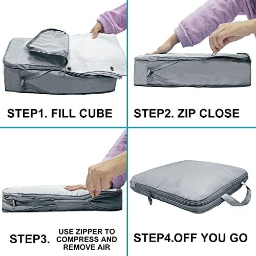 Compression Packing Cubes for Travel, 2 Pack Expandable Storage Bag Luggage Pack... - Image 5